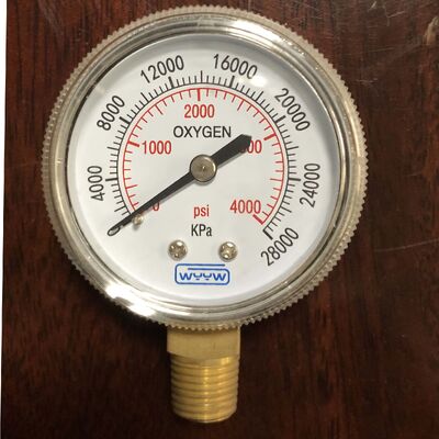 2-inch zuurstofdrukmeter met 0-4000 PSI-bereik Zuurstofveilig gecertificeerd voor toepassingen op aardgas en LPG