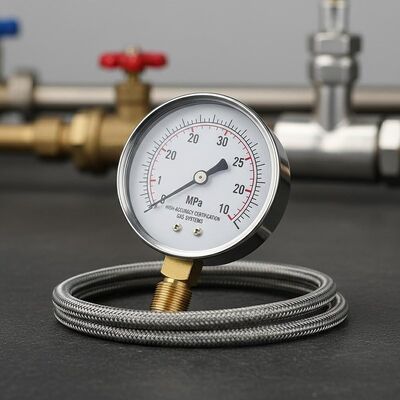 2-inch (50 mm) gasproefdrukmeter met een bereik van 0-25 MPa en een hoge nauwkeurigheidscertificering voor gassystemen