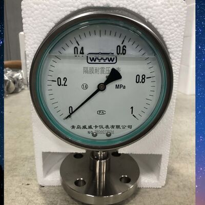 6-inch 150mm hygiënische drukmeter met flens. 0-1MPa bereik. Vibratiebestendige diafragma-ontwerp.