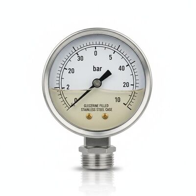 2.5 inch 63mm Glycerine gevulde drukmeter met roestvrijstalen behuizing en trillingsweerstand