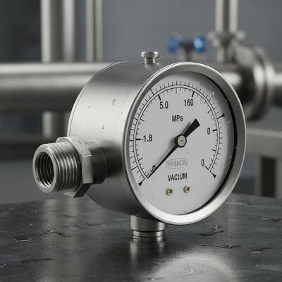 Roestvrijstalen vacuümmanometer met een wijzerplaat van 60 mm en montage aan de achterkant voor industriële toepassingen