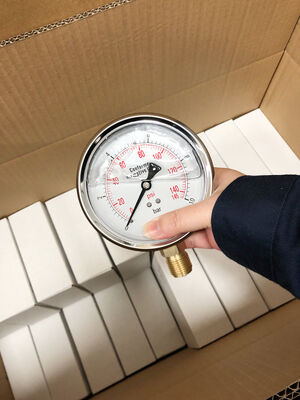 Premium roestvrijstalen vloeistofgevulde manometer met dubbele schaal en 1,6% nauwkeurigheid