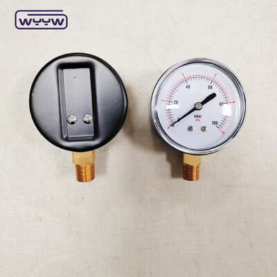 63mm 100mbar Zwarte stalen behuizing Capsule drukmeter voor gas met onderste montage
