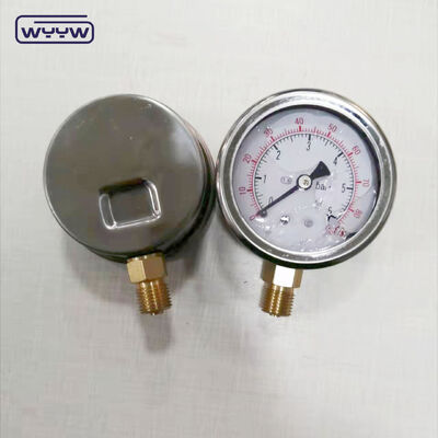 63 mm oliegevulde modderpompmanometer met roestvrijstalen behuizing en aanpasbaar drukbereik