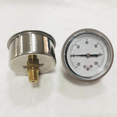 2.5 Inch 60mm -20~100cmH2O Capsule Pressure Gauge | Stainless Case & Brass Connection