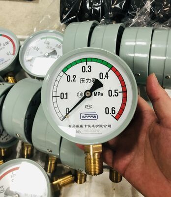100mm Dry Utility Pressure Gauge with Color Warning Dial for Industrial Pressure Monitoring