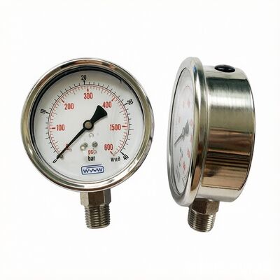 100mm Liquid Filled Shock Resistant Pressure Gauge Series (10bar/20bar/25bar/40bar)
